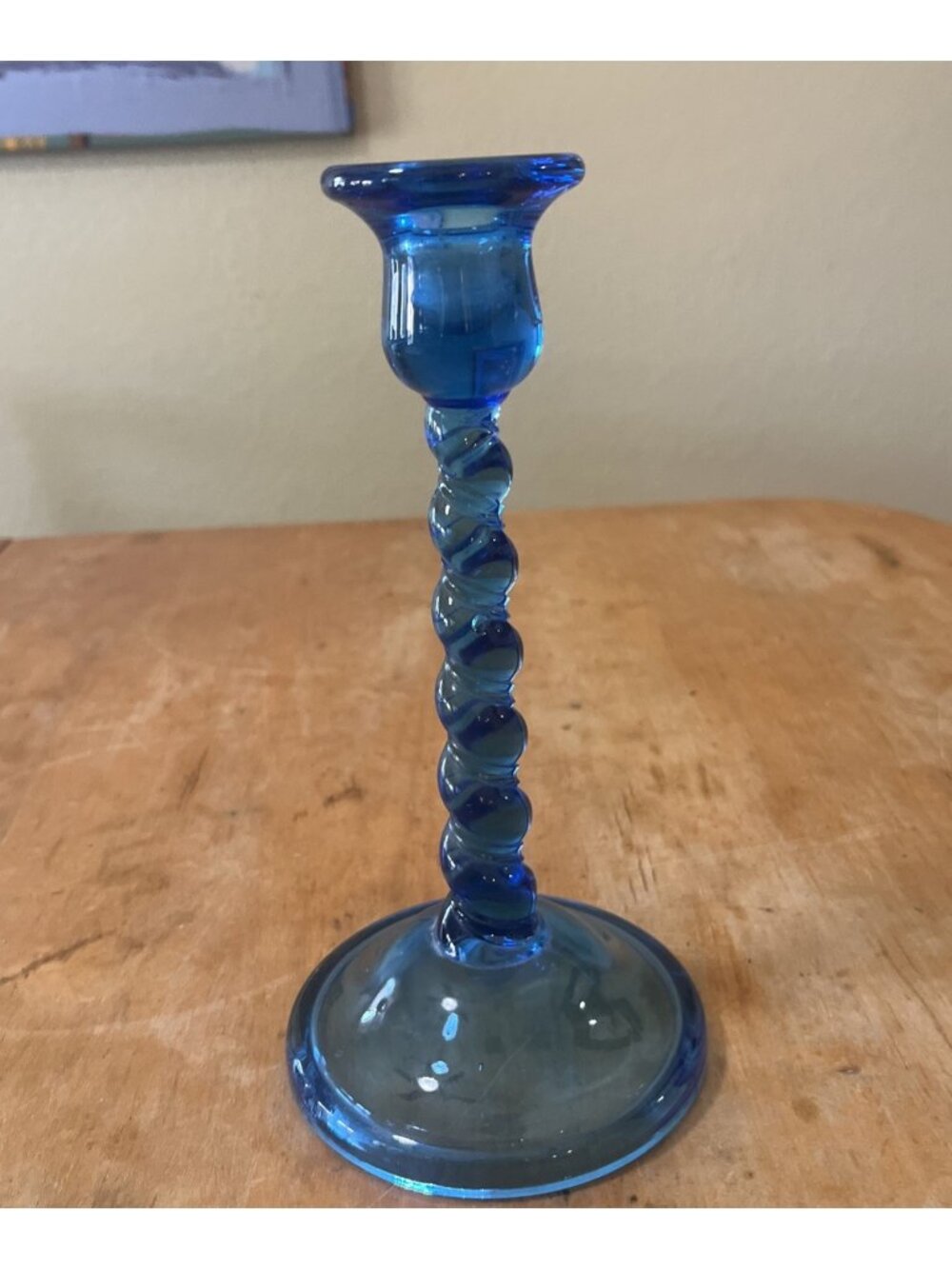 Tiffin Glass Candlestick Twist Teal Manganese Glass Candlesticks Uv Reactive 9in